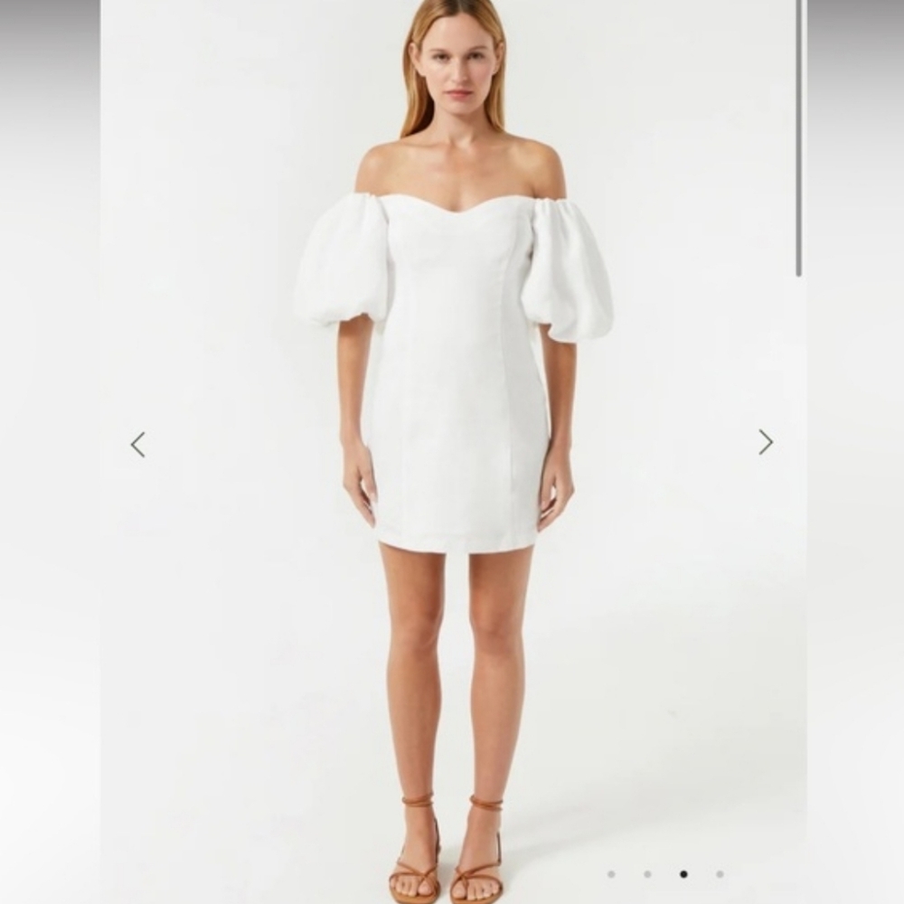 RHODE Dali White Off-Shoulder Mini Dress